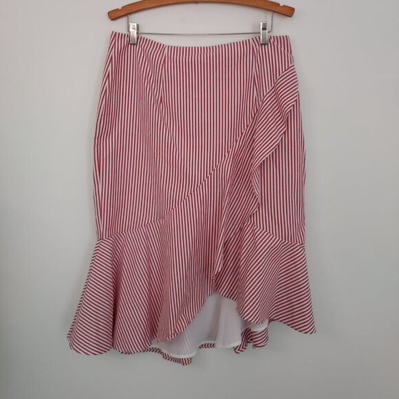 WAYF Naples Red Striped Ruffle Skirt Size XL NWT - Picture 10 of 10